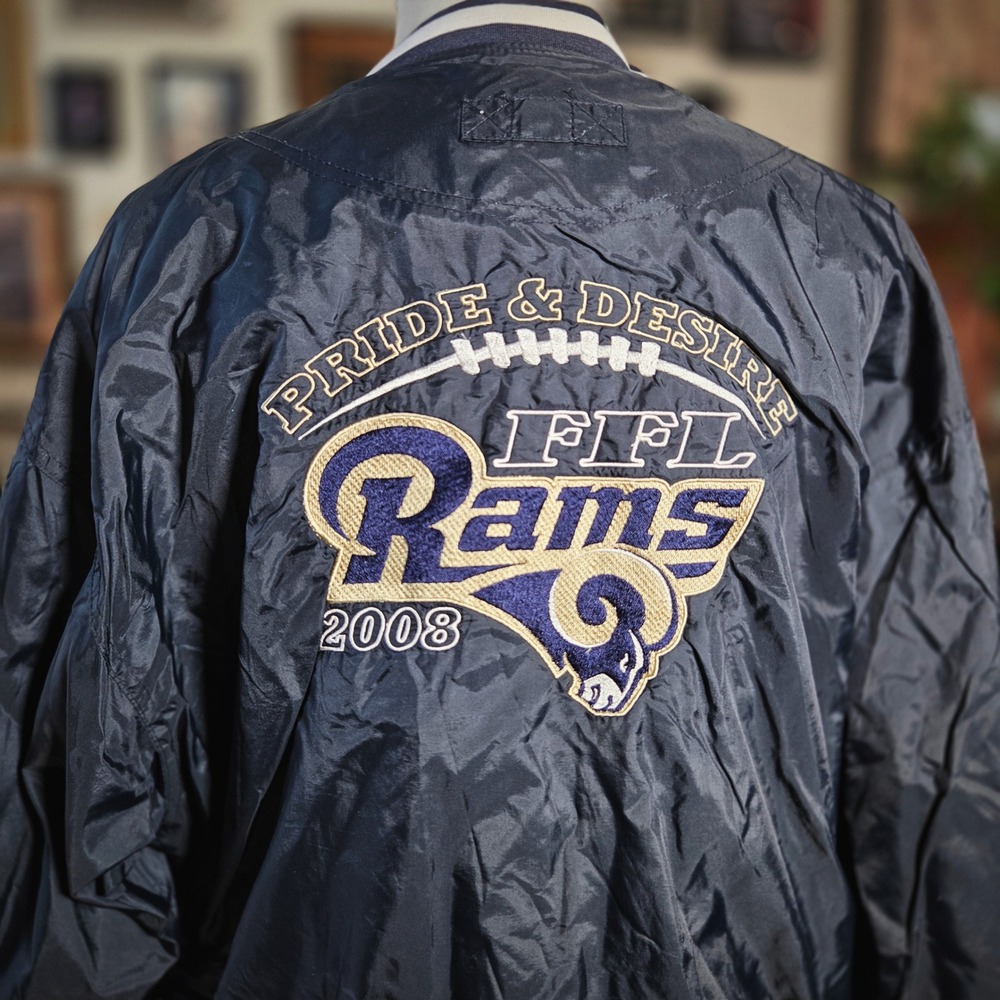Sport-Tek Rams Windshirt Vintage 2008 Football Pullover Navy Blue Jacket Men‎ M